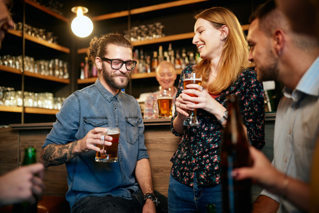 happy brewer drinking beer