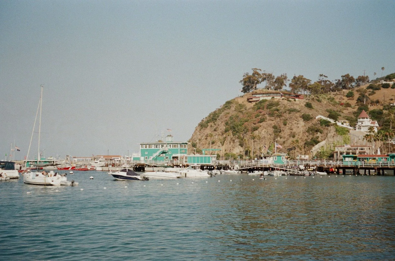 Boats moored in a Southern California harbour